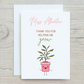 Personalised Teacher Card | Thanks For Helping Me Grow | Cute Card