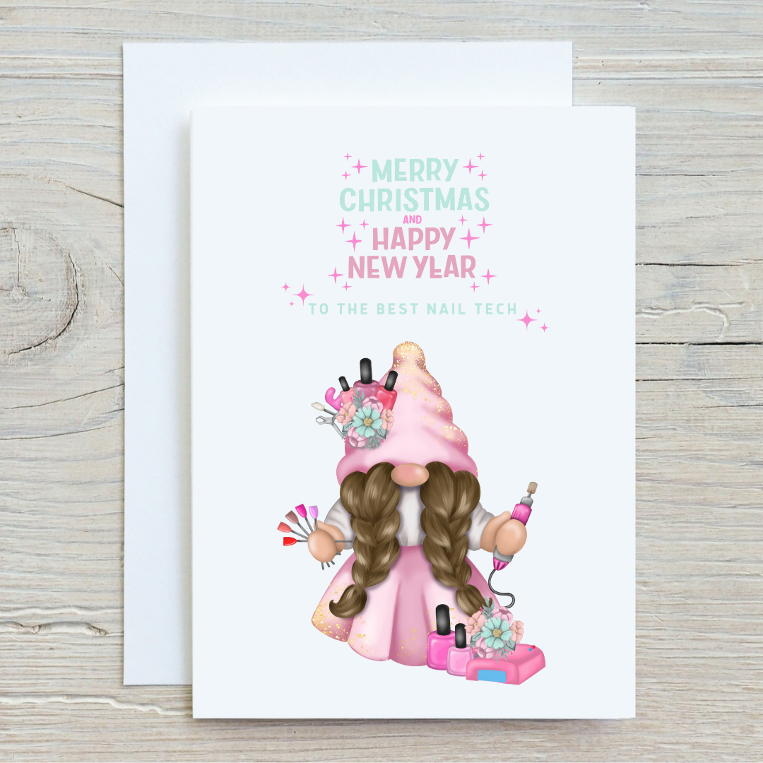 Christmas Card | Nail Tech Christmas Card | Gonk Thank You Card | Merry Christmas Nail Technician