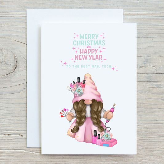 Christmas Card | Nail Tech Christmas Card | Gonk Thank You Card | Merry Christmas Nail Technician