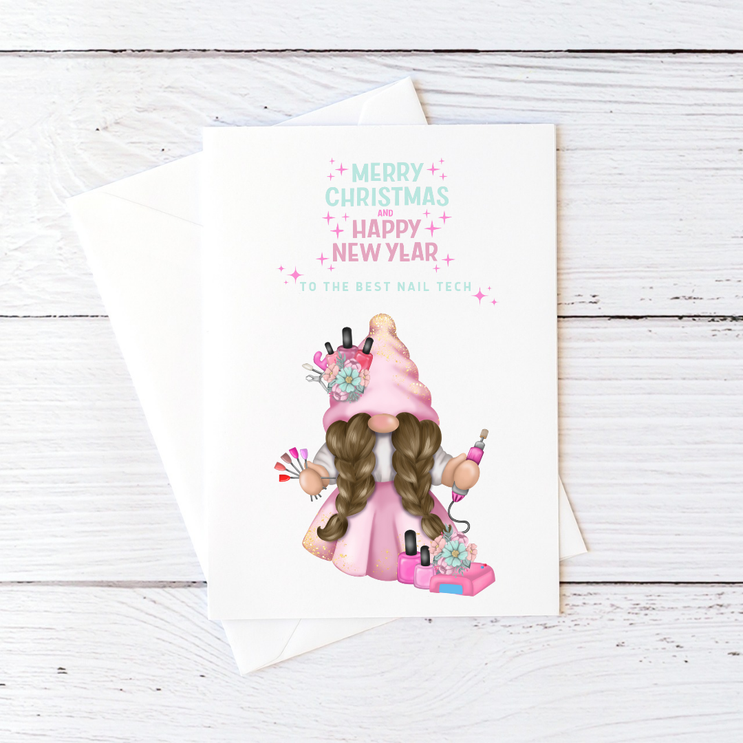 Christmas Card | Nail Tech Christmas Card | Gonk Thank You Card | Merry Christmas Nail Technician