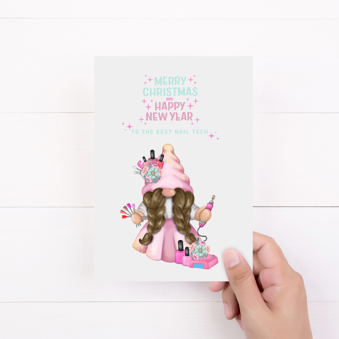 Christmas Card | Nail Tech Christmas Card | Gonk Thank You Card | Merry Christmas Nail Technician