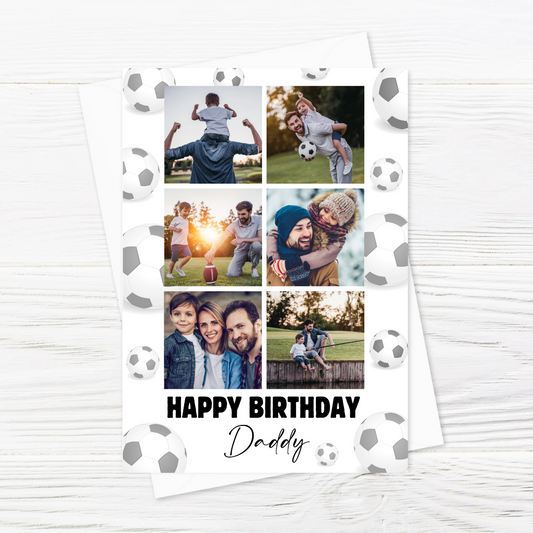 Football Daddy Birthday Card | Football Photo Collage Card | Personalised Card