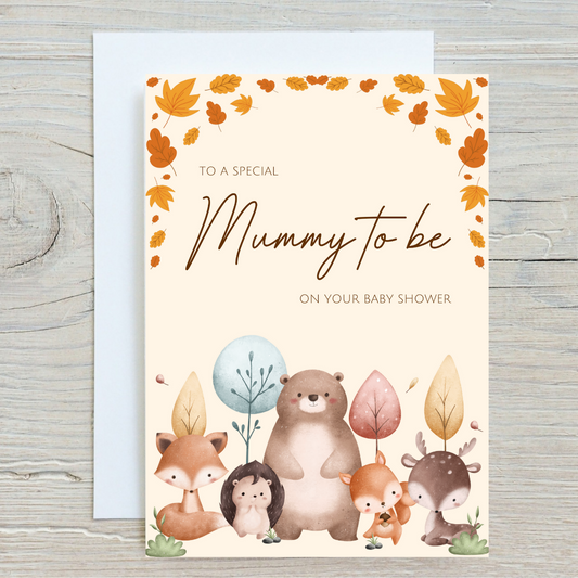 Baby Shower Card | Woodland Animal Baby Shower Card | New Baby Card