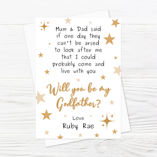 Godfather Card | Will You Be My Godfather Card | Personalised Christening Baptism Godparent Card