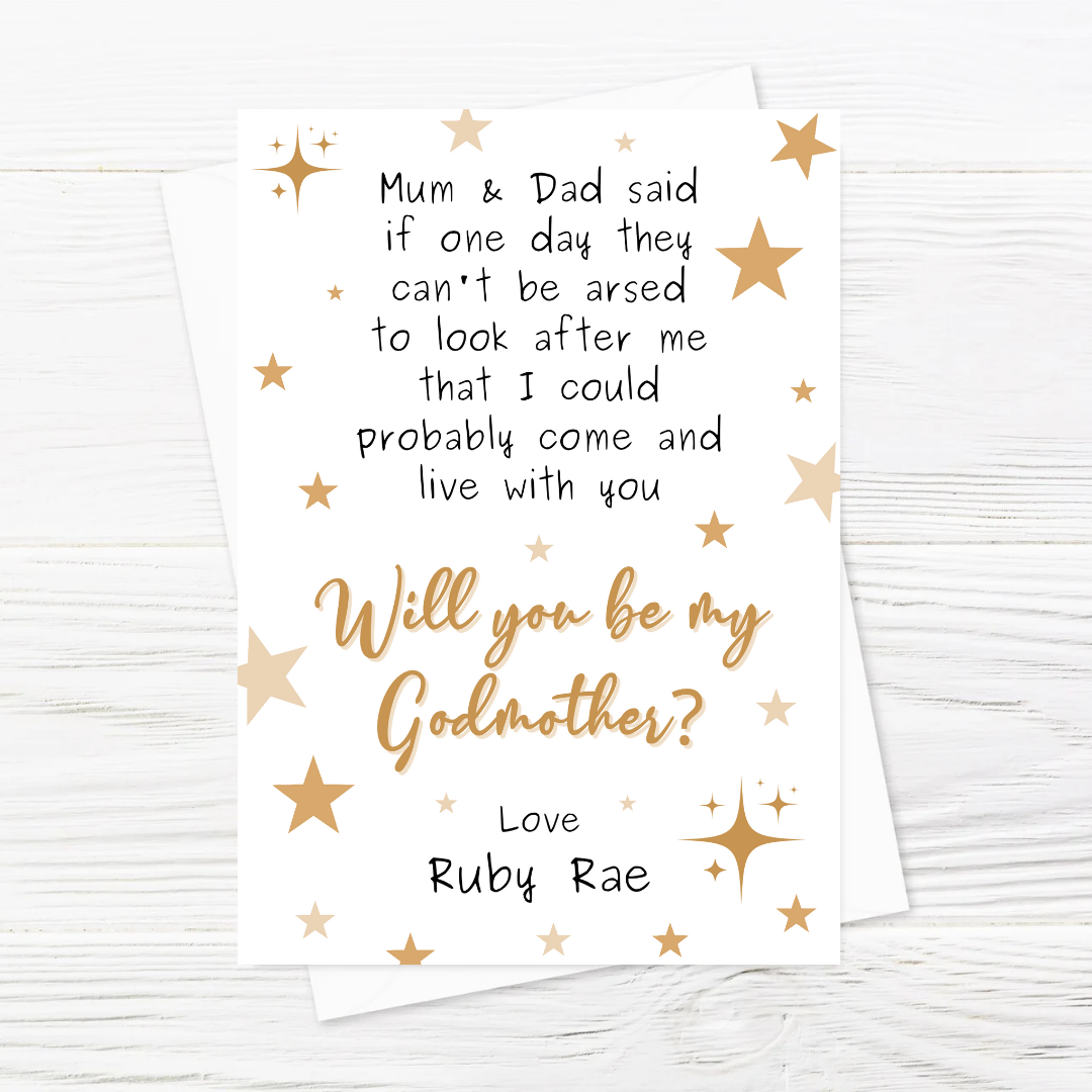 Godmother Card | Will You Be My Godmother Card | Personalised Christening Baptism Godparent Card