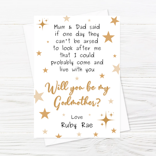 Godmother Card | Will You Be My Godmother Card | Personalised Christening Baptism Godparent Card