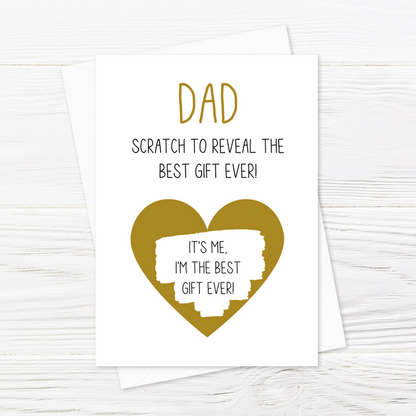 Gold Scratch Card | Funny Surprise Best Gift Ever Card | Dad Birthday - Father's Day Scratch Reveal Card | Joke Card