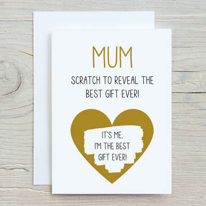 Gold Scratch Card | Funny Surprise Best Gift Ever Card | Mum Birthday - Father's Day Scratch Reveal Card | Joke Card