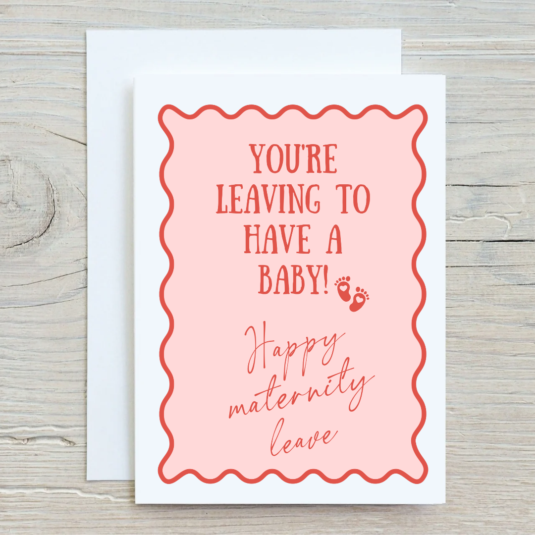Pink & Red Maternity Leave Card | Colleage Card | Baby Pregnancy Card - Dinky Designs