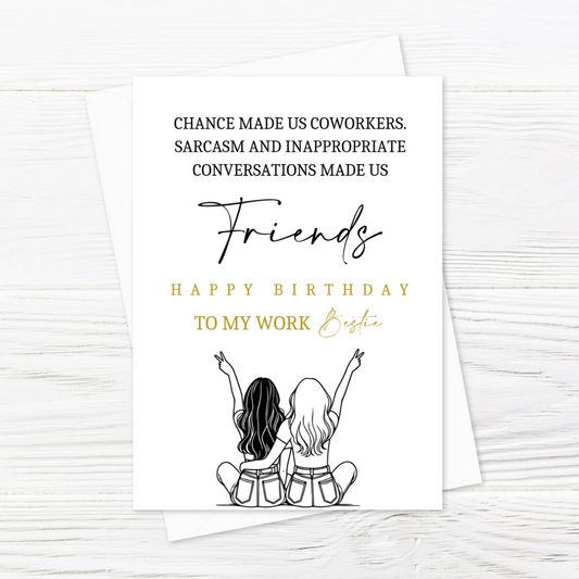 Work Bestie Birthday Card | Happy Birthday Greetings Card | Card For Her, Work Colleague