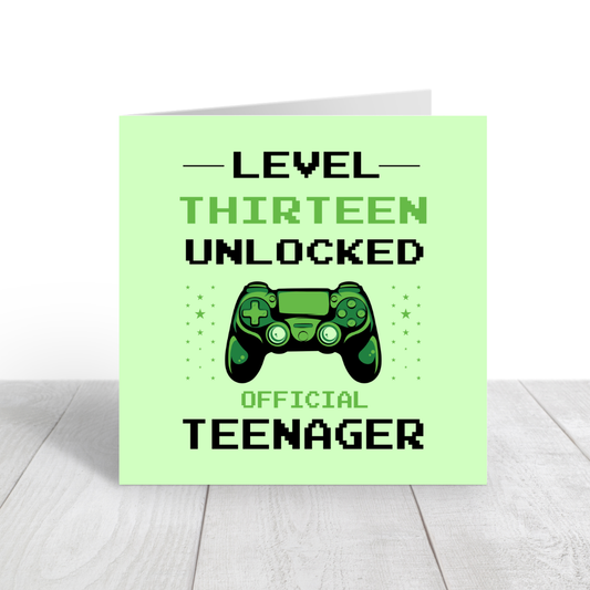 Birthday Card | Official Teenager | Thirteen Card | Gaming Card - Dinky Designs