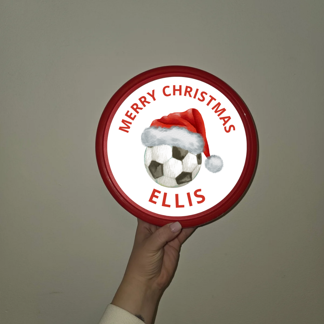 Christmas Football Sticker | Personalised Chocolate Tub Sticker | Christmas Gift Idea