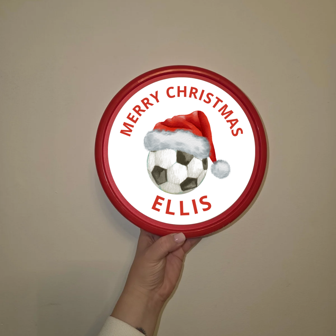 Christmas Football Sticker | Personalised Chocolate Tub Sticker | Christmas Gift Idea