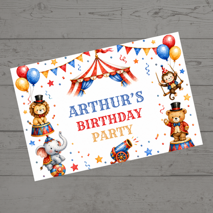 Rectangle Stickers | Circus Party Stickers | Party Bag Stickers - Dinky Designs