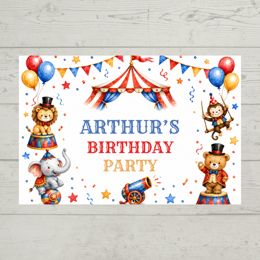 Rectangle Stickers | Circus Party Stickers | Party Bag Stickers - Dinky Designs