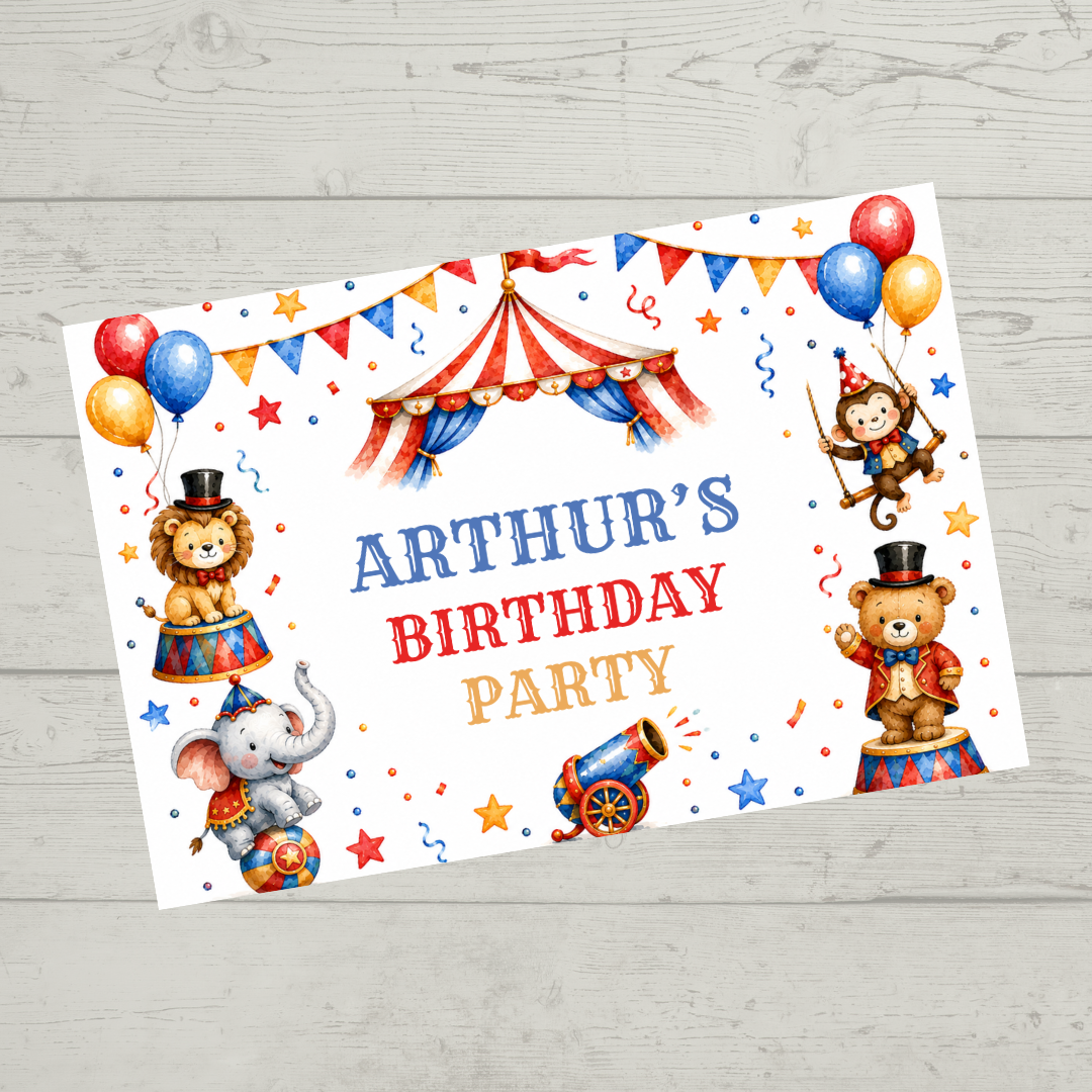 Rectangle Stickers | Circus Party Stickers | Party Bag Stickers - Dinky Designs