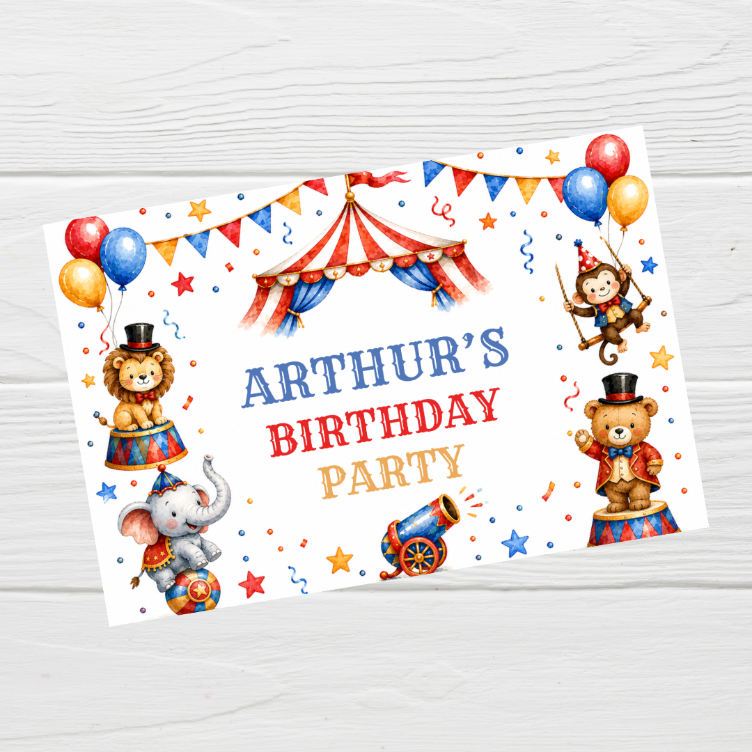 Rectangle Stickers | Circus Party Stickers | Party Bag Stickers - Dinky Designs