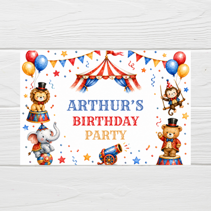 Rectangle Stickers | Circus Party Stickers | Party Bag Stickers - Dinky Designs