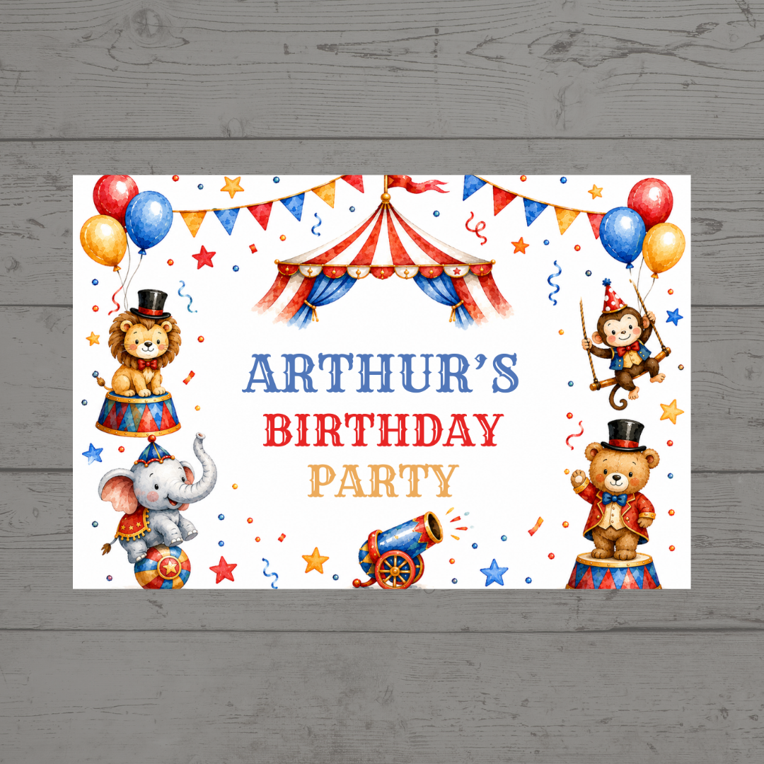 Rectangle Stickers | Circus Party Stickers | Party Bag Stickers - Dinky Designs