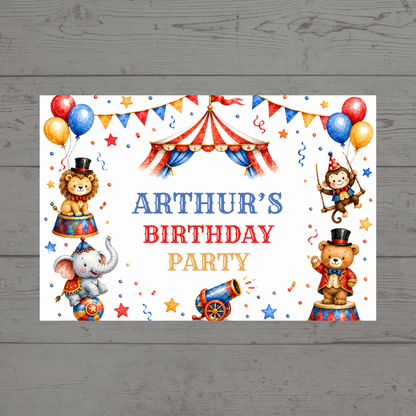 Rectangle Stickers | Circus Party Stickers | Party Bag Stickers - Dinky Designs