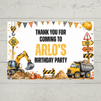 Rectangle Stickers | Construction Party Stickers | Party Bag Stickers - Dinky Designs