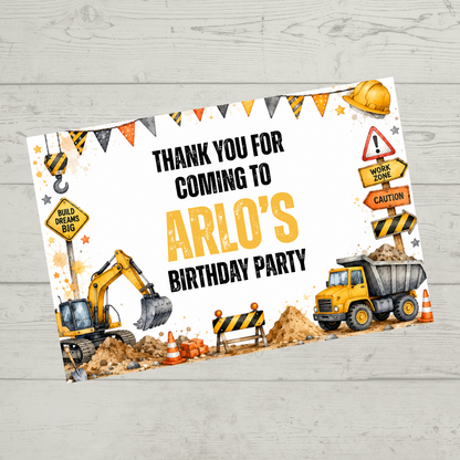 Rectangle Stickers | Construction Party Stickers | Party Bag Stickers - Dinky Designs