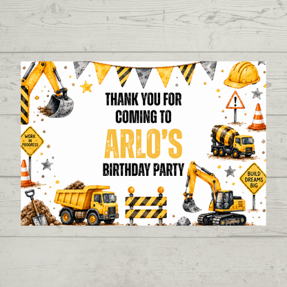 Rectangle Stickers | Construction Party Stickers | Party Bag Stickers - Dinky Designs