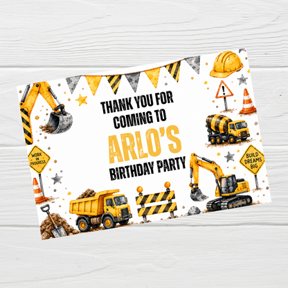 Rectangle Stickers | Construction Party Stickers | Party Bag Stickers - Dinky Designs