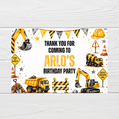 Rectangle Stickers | Construction Party Stickers | Party Bag Stickers - Dinky Designs
