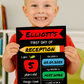 Children's Multi Coloured Print | First Day Of School Photo Prop | Laminated Keepsake