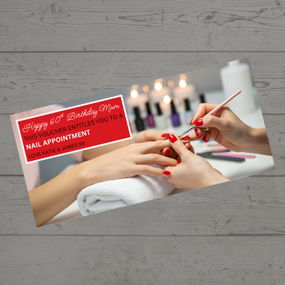 Surprise Ticket Print | Personalised Red Manicure Nail Appointment Ticket Voucher | Gift Idea