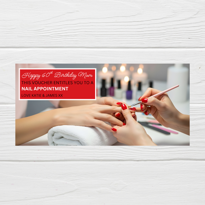 Surprise Ticket Print | Personalised Red Manicure Nail Appointment Ticket Voucher | Gift Idea