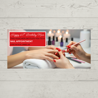 Surprise Ticket Print | Personalised Red Manicure Nail Appointment Ticket Voucher | Gift Idea