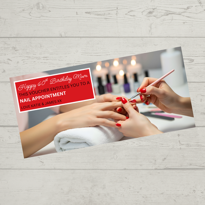 Surprise Ticket Print | Personalised Red Manicure Nail Appointment Ticket Voucher | Gift Idea