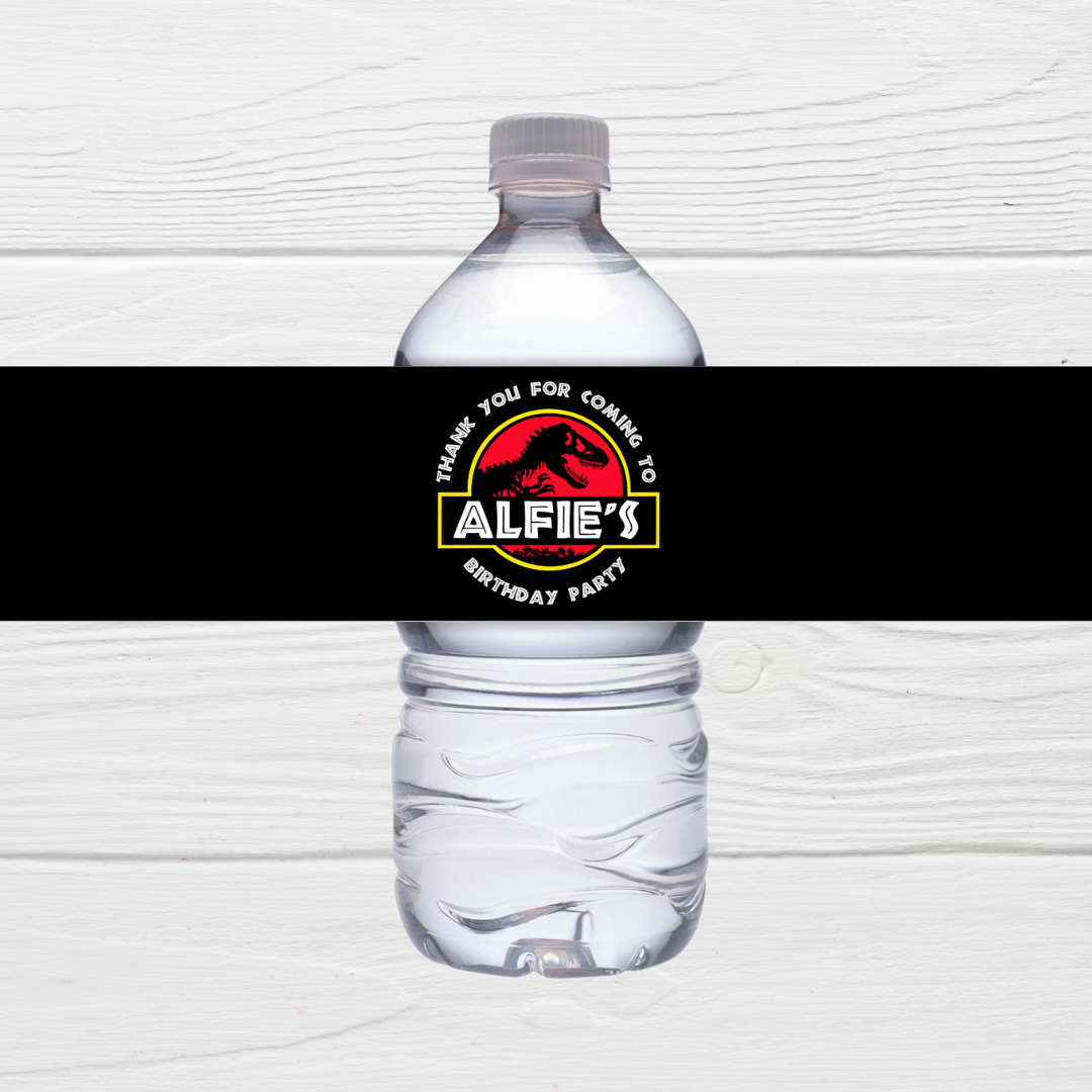 Juice Bottle Labels | Black Dinosaur Labels | Water Bottle Stickers | Dinosaur Party | Party Stickers