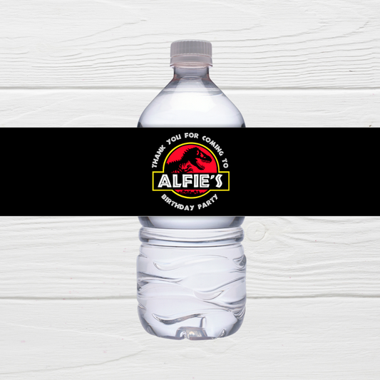 Juice Bottle Labels | Black Dinosaur Labels | Water Bottle Stickers | Dinosaur Party | Party Stickers