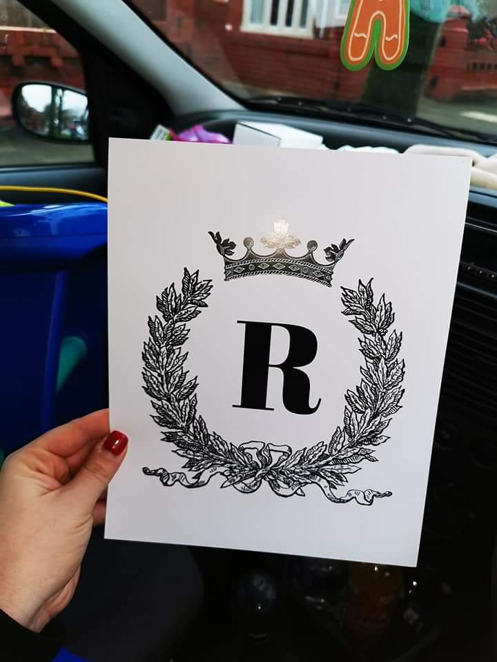 Bedroom Prints | Personalised Initial Crown Design | Couples Bedroom Prints | Initial Name Prints - Dinky Designs