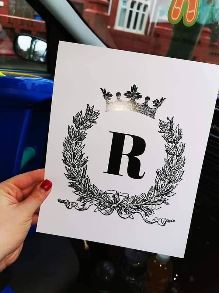 Bedroom Prints | Personalised Initial Crown Design | Couples Bedroom Prints | Initial Name Prints - Dinky Designs