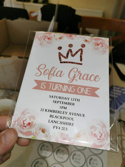 Floral Theme Birthday Party Invitations | A6 Invites | Floral Theme Invitations | Party Invitations - Dinky Designs