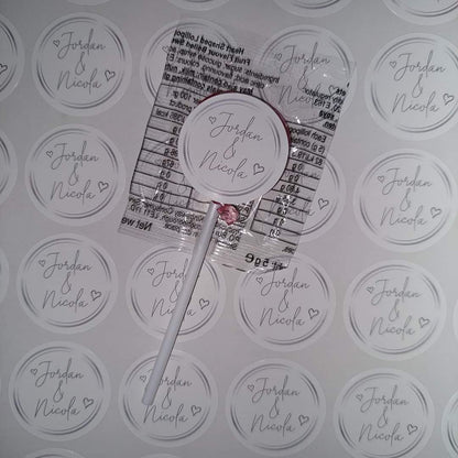 Wedding Stickers | Engagement Stickers | Personalised Couples Name Stickers | Silver & White