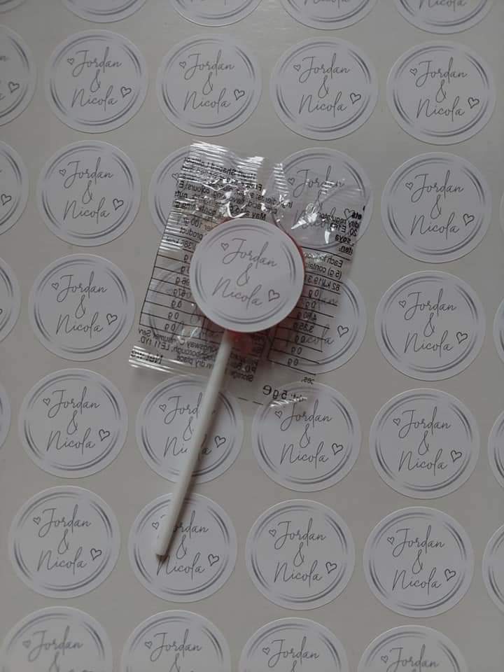 Wedding Stickers | Engagement Stickers | Personalised Couples Name Stickers | Silver & White