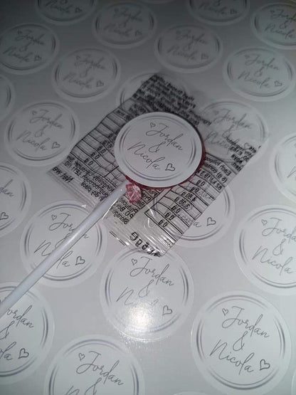 Wedding Stickers | Engagement Stickers | Personalised Couples Name Stickers | Silver & White