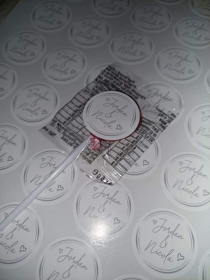 Wedding Stickers | Engagement Stickers | Personalised Couples Name Stickers | Silver & White