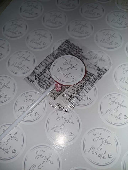 Wedding Stickers | Engagement Stickers | Personalised Couples Name Stickers | Silver & White