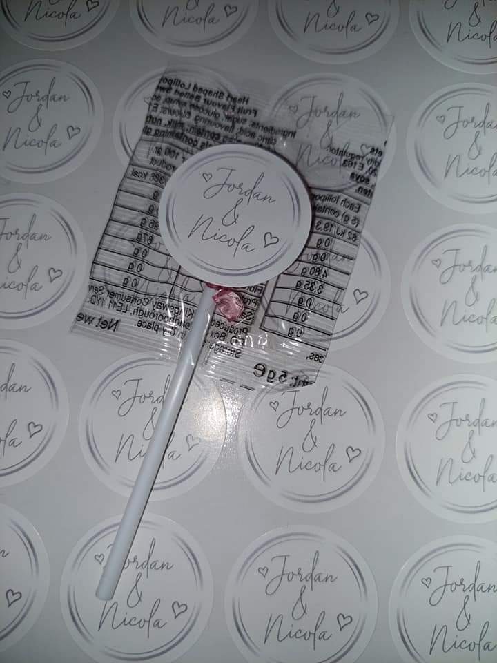 Wedding Stickers | Engagement Stickers | Personalised Couples Name Stickers | Silver & White