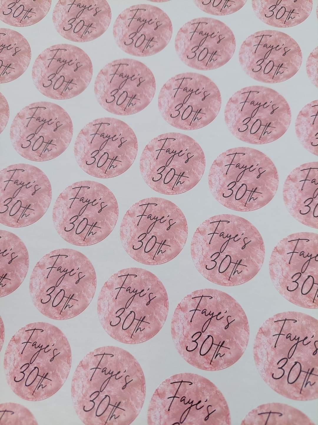 Blush Pink Birthday Stickers | Sticker Sheet 45mm Circles | Party Stickers | Circle Stickers | Sticker Sheet