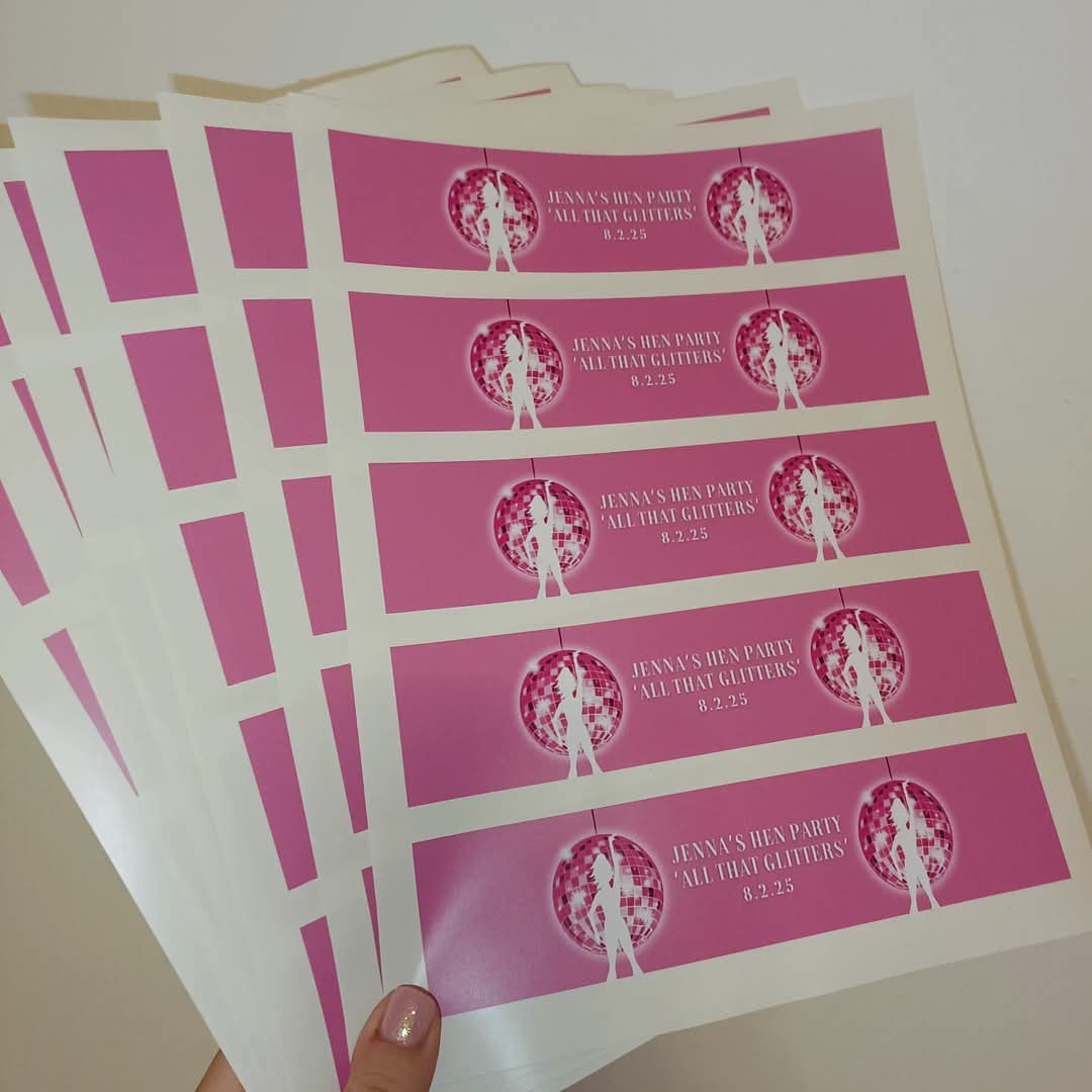 Pink Disco Design | Water Bottle Labels | Water Bottle Labels | Hen Party, Birthday Party - Dinky Designs