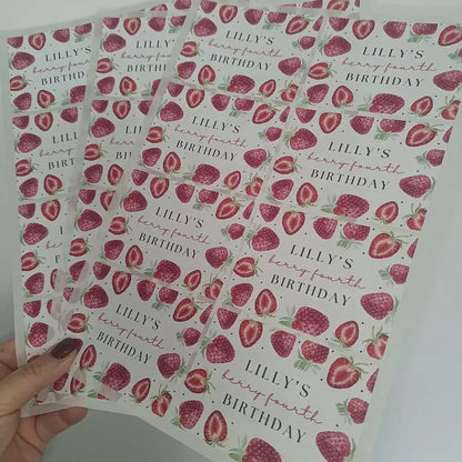 Rectangle Stickers | Party Stickers | Strawberry Party Stickers | Party Bag Stickers