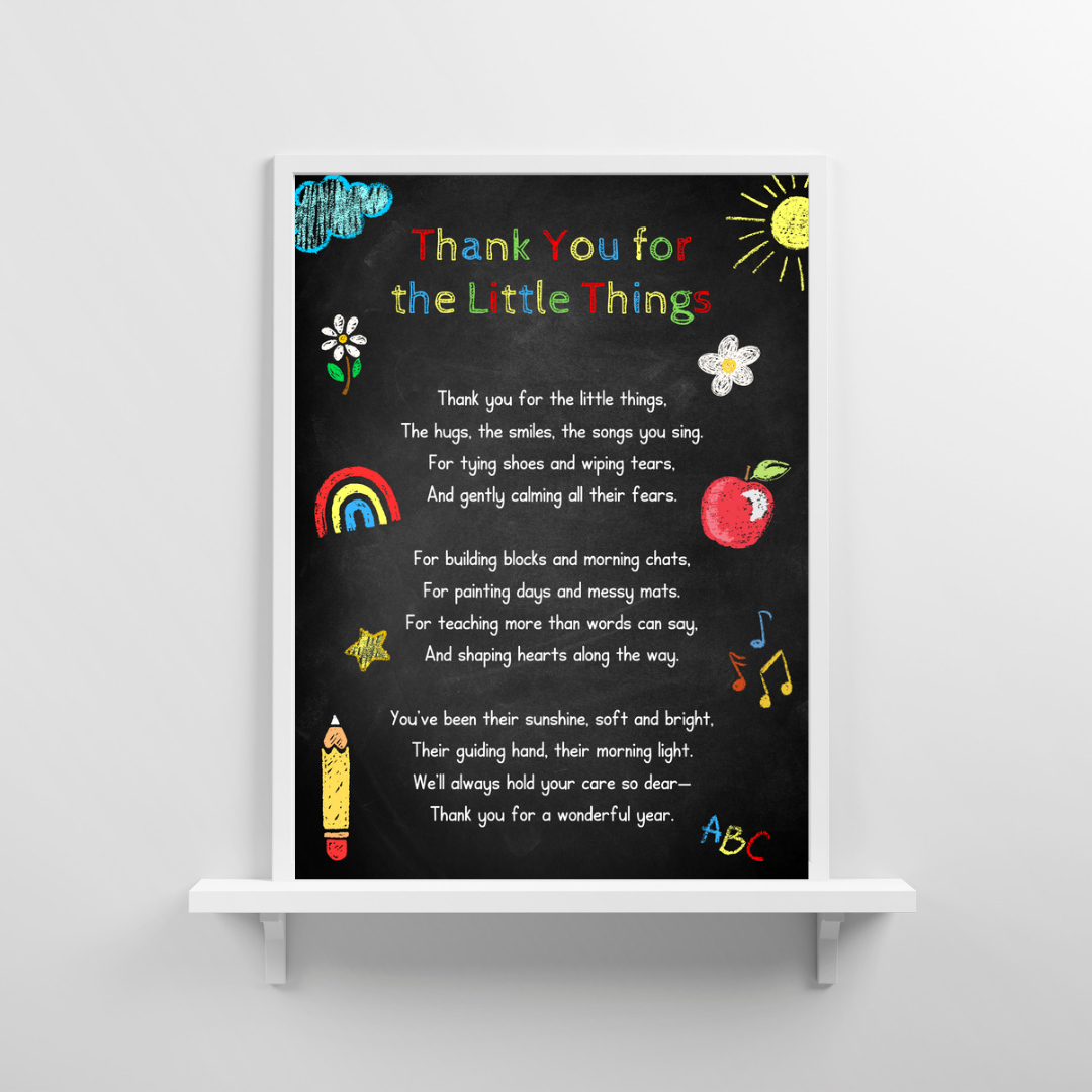 Nursery Print | Thank You For The Little Things | Nursery Staff Print | Nursery Leaving Gift