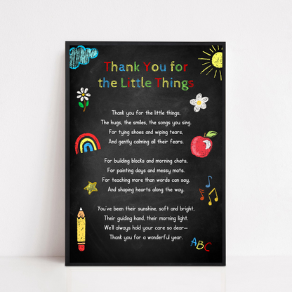 Nursery Print | Thank You For The Little Things | Nursery Staff Print | Nursery Leaving Gift